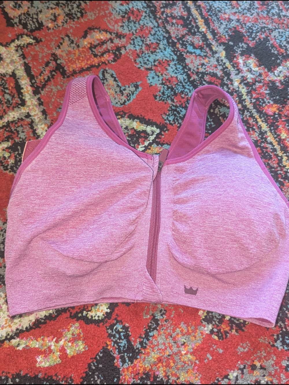 SHEFIT Heathered Magenta Front-Zip Support Bra